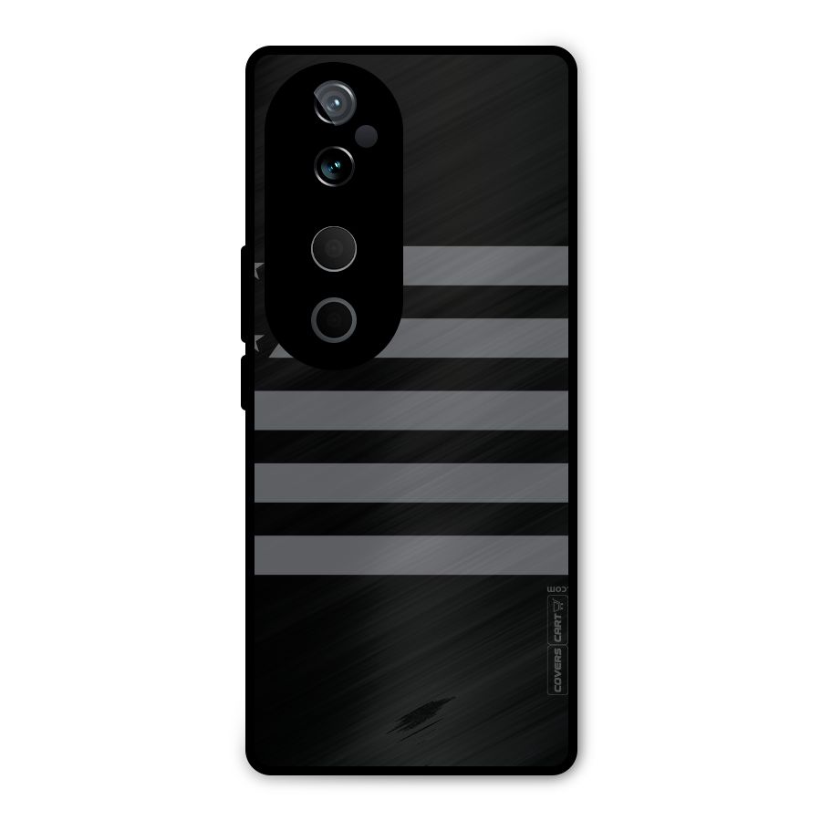 Grey Star Striped Pattern Metal Back Case for Vivo T3 Ultra