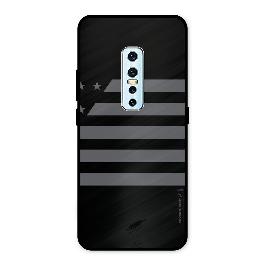 Grey Star Striped Pattern Metal Back Case for Vivo V17 Pro