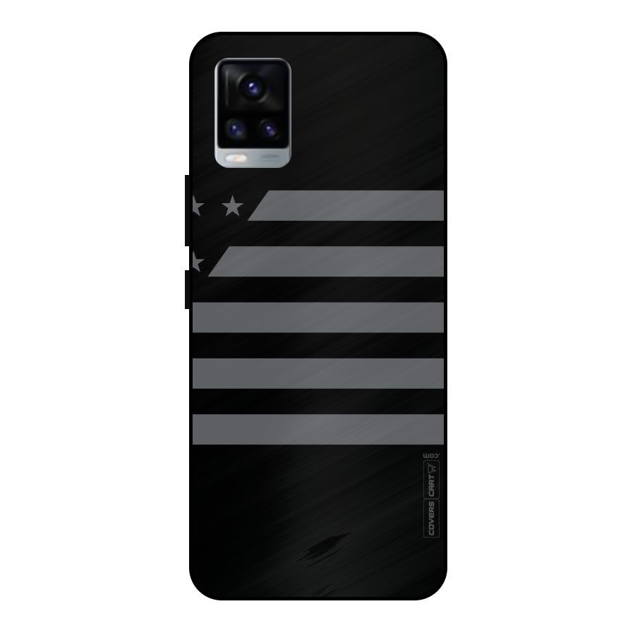 Grey Star Striped Pattern Metal Back Case for Vivo V20