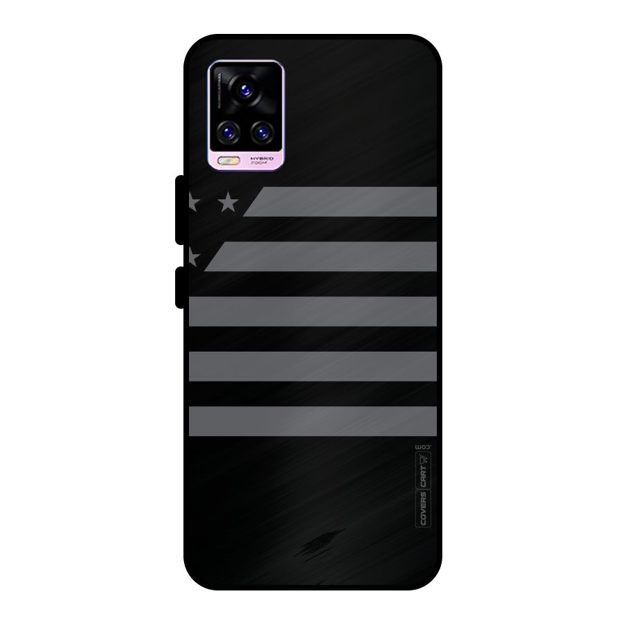 Grey Star Striped Pattern Metal Back Case for Vivo V20 Pro