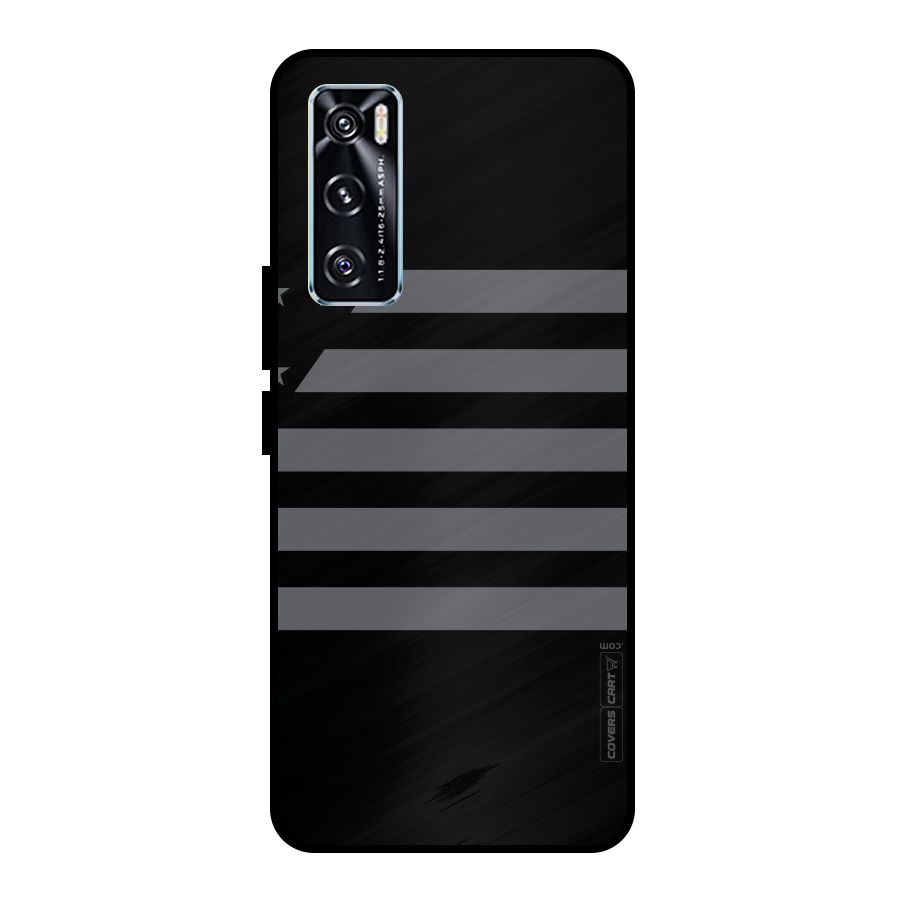 Grey Star Striped Pattern Metal Back Case for Vivo V20 SE