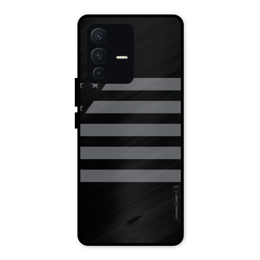 Grey Star Striped Pattern Metal Back Case for Vivo V23 5G
