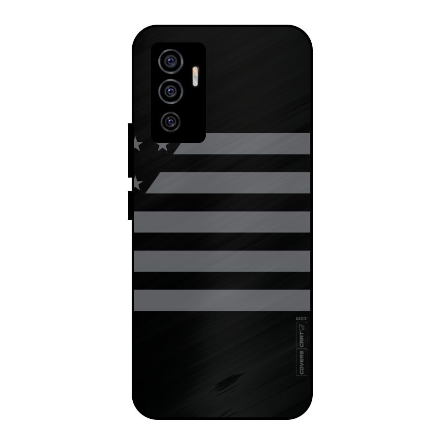 Grey Star Striped Pattern Metal Back Case for Vivo V23e