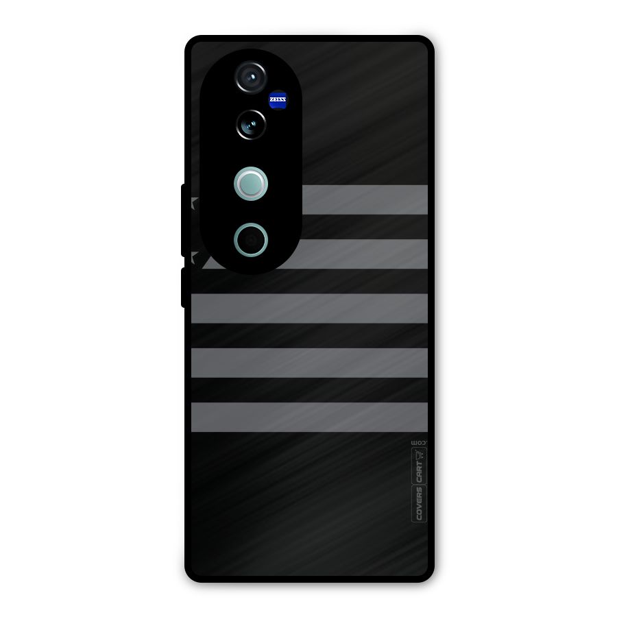 Grey Star Striped Pattern Metal Back Case for Vivo V40 Pro