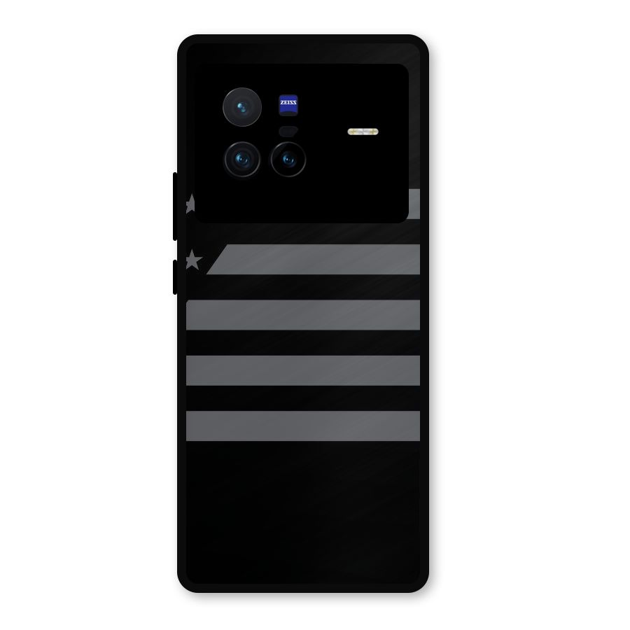 Grey Star Striped Pattern Metal Back Case for Vivo X80