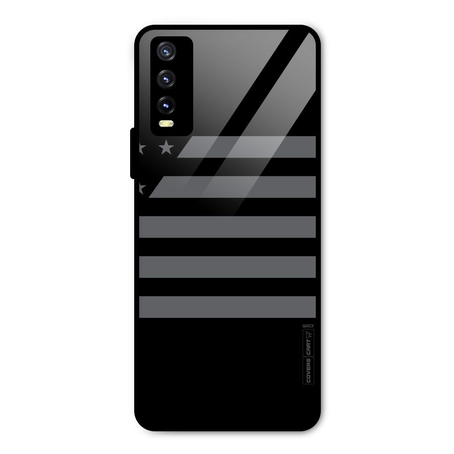 Grey Star Striped Pattern Metal Back Case for Vivo Y20