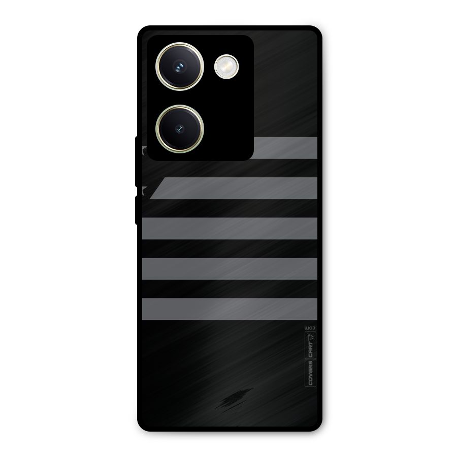 Grey Star Striped Pattern Metal Back Case for Vivo Y200 Pro