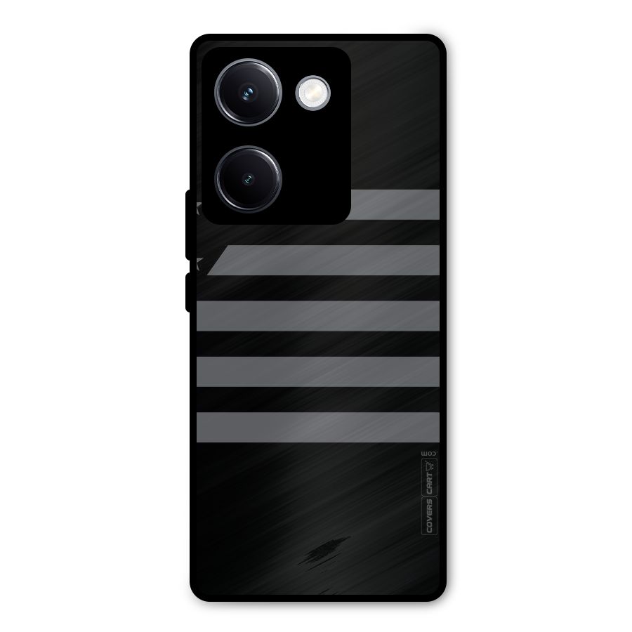 Grey Star Striped Pattern Metal Back Case for Vivo Y300 Plus