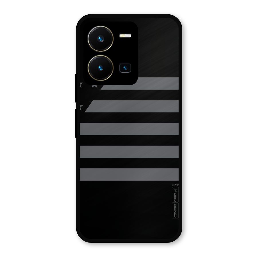 Grey Star Striped Pattern Metal Back Case for Vivo Y35
