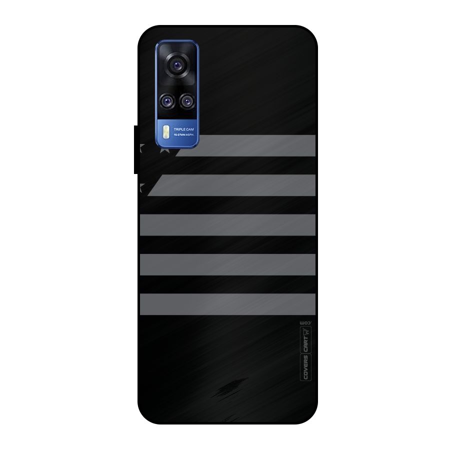 Grey Star Striped Pattern Metal Back Case for Vivo Y51