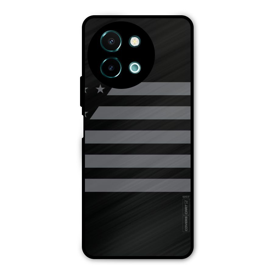Grey Star Striped Pattern Metal Back Case for Vivo Y58