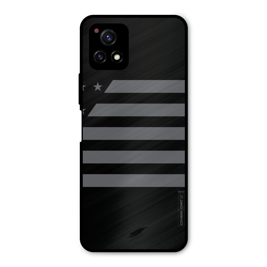 Grey Star Striped Pattern Metal Back Case for Vivo Y72 5G