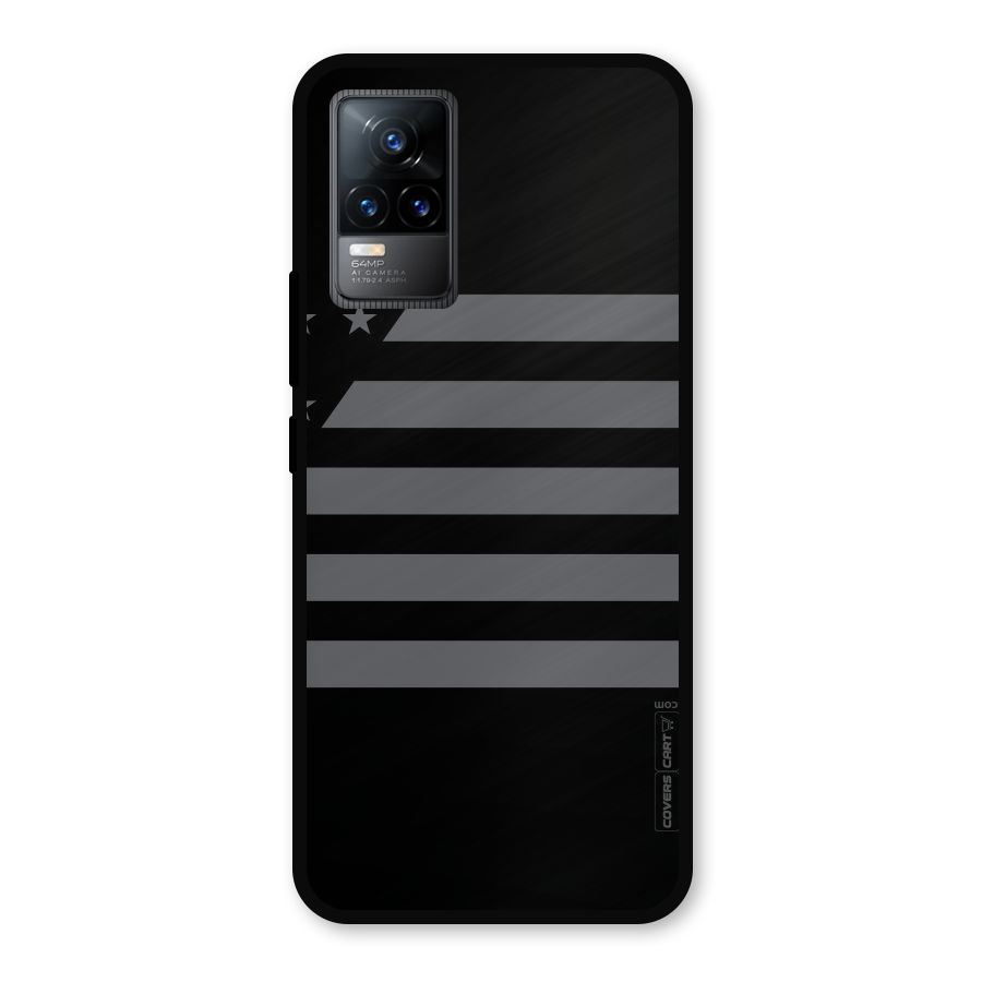 Grey Star Striped Pattern Metal Back Case for Vivo Y73