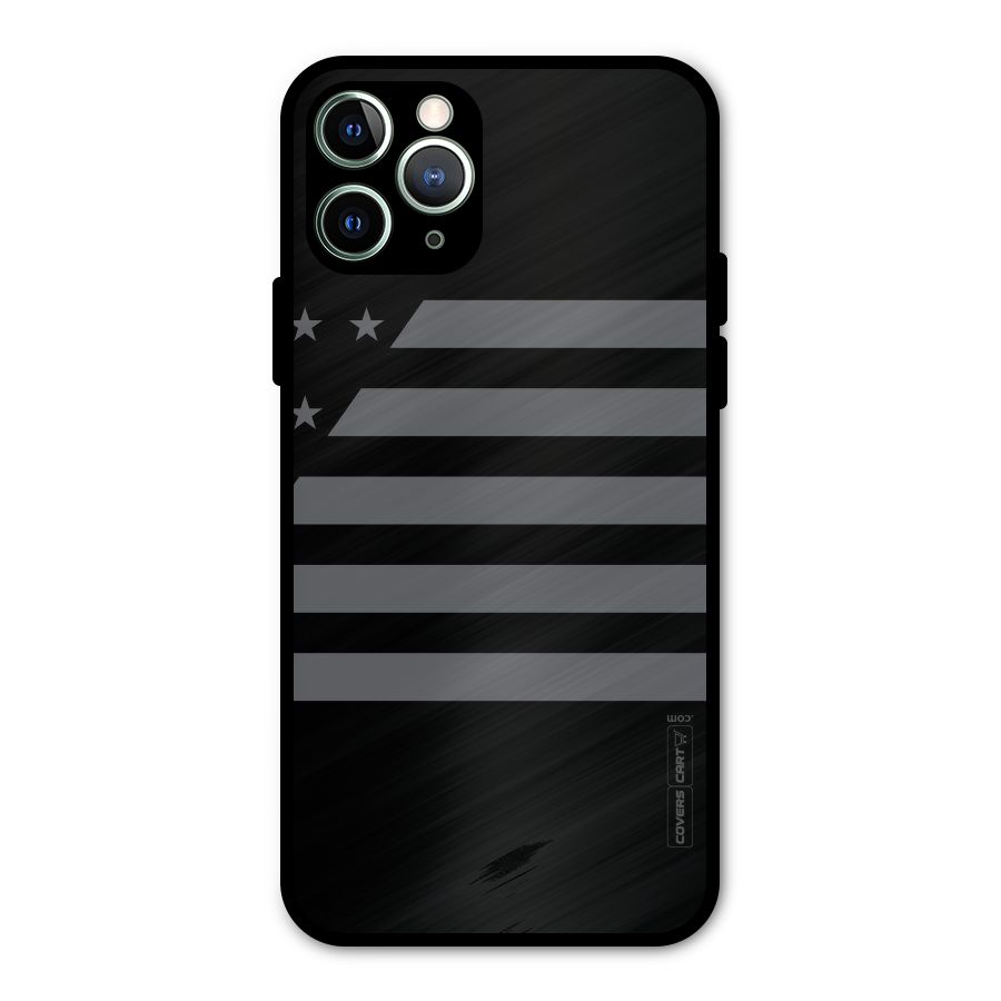 Grey Star Striped Pattern Metal Back Case for iPhone 11 Pro Max