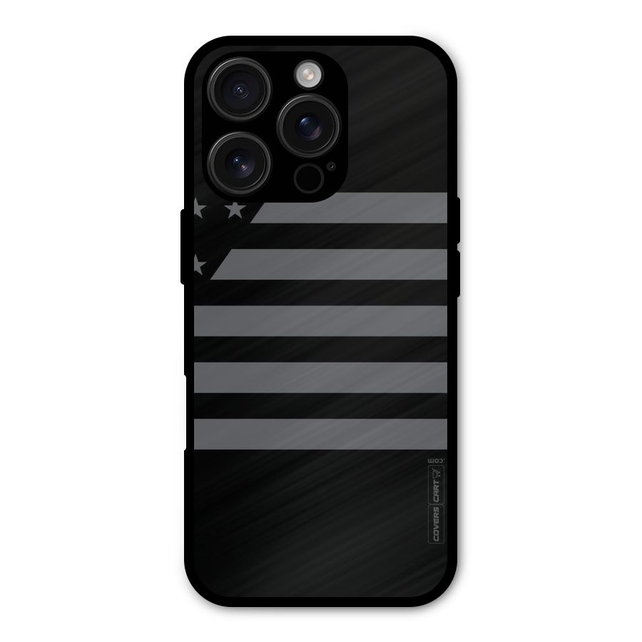 Grey Star Striped Pattern Metal Back Case for iPhone 16 Pro