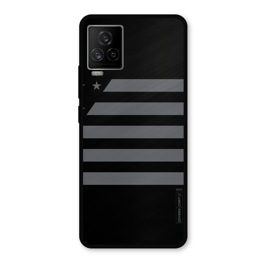 Grey Star Striped Pattern Metal Back Case for iQOO 7 Legend 5G