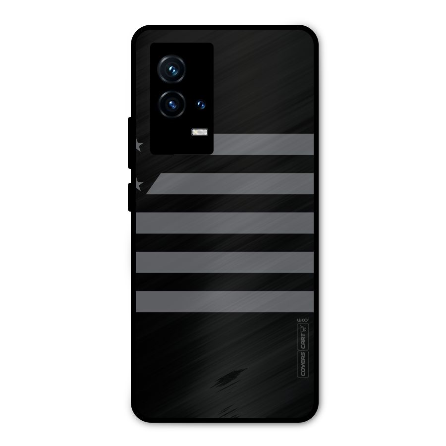 Grey Star Striped Pattern Metal Back Case for iQOO 9 5G