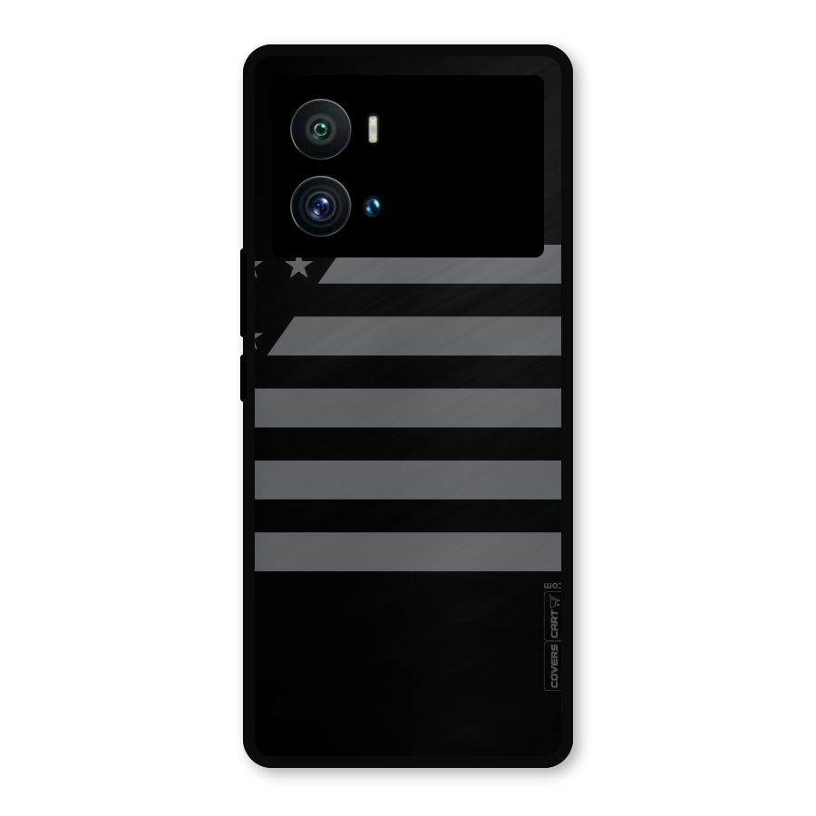Grey Star Striped Pattern Metal Back Case for iQOO 9 Pro