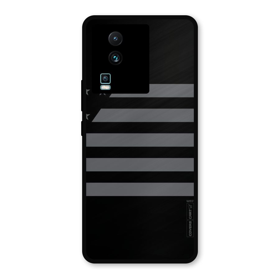 Grey Star Striped Pattern Metal Back Case for iQOO Neo 7