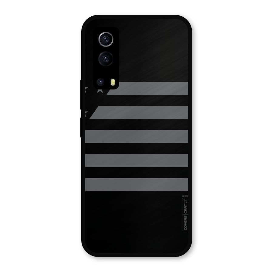 Grey Star Striped Pattern Metal Back Case for iQOO Z3