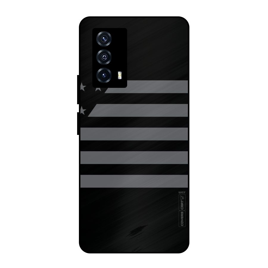 Grey Star Striped Pattern Metal Back Case for iQOO Z5