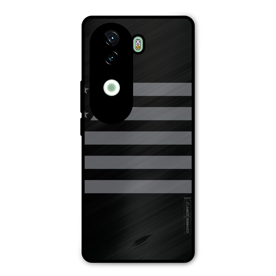 Grey Star Striped Pattern Metal Back Case for iQOO Z9s
