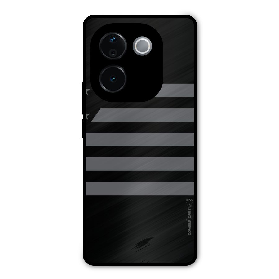Grey Star Striped Pattern Metal Back Case for iQOO Z9s Pro