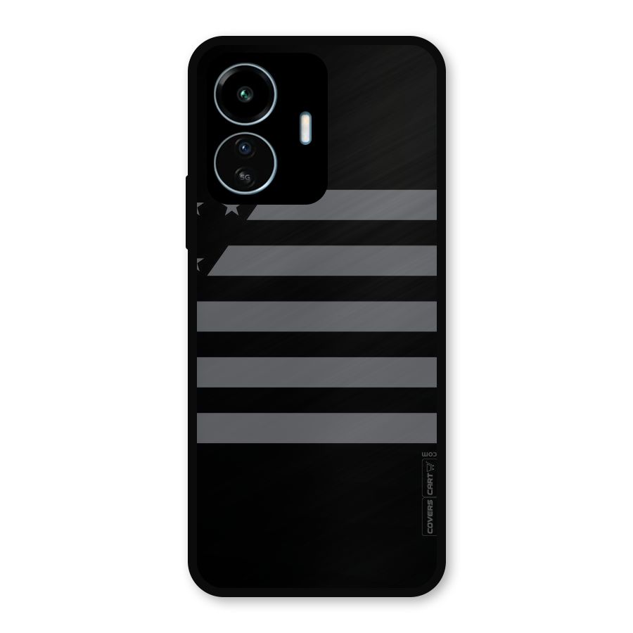 Grey Star Striped Pattern Metal Back Case for vivo iQOO Z6 Lite 5G