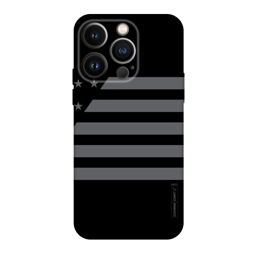Grey Star Striped Pattern Original Polycarbonate Back Case for iPhone 14 Pro