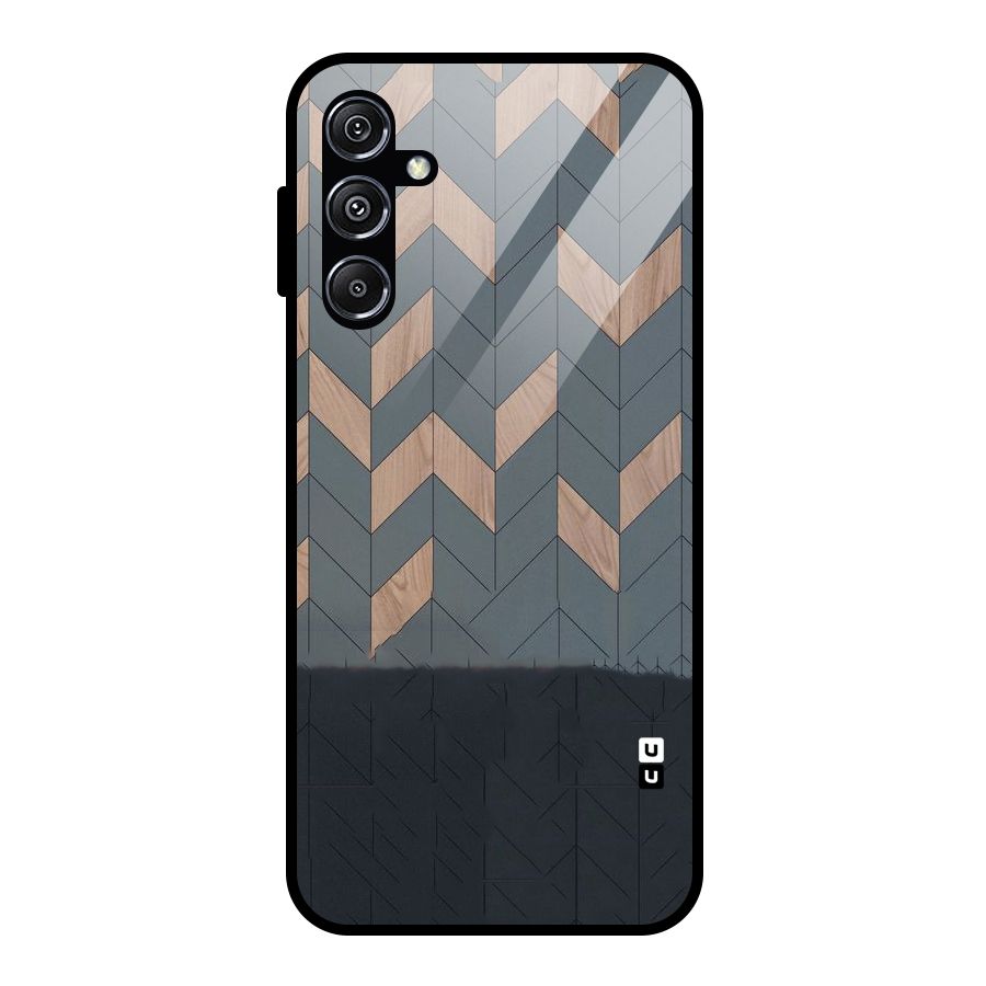 Greyish Wood Design Glass Back Case for Galaxy M34 5G