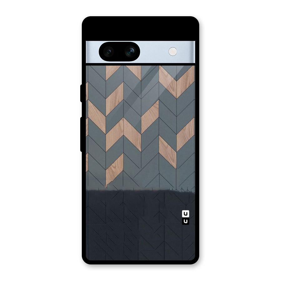 Greyish Wood Design Glass Back Case for Google Pixel 7a