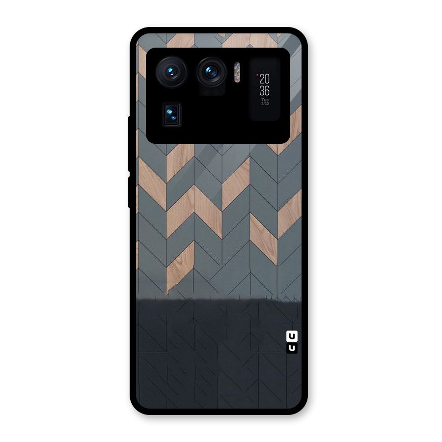 Greyish Wood Design Glass Back Case for Mi 11 Ultra