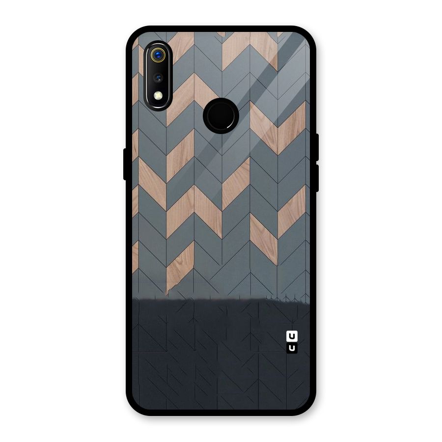 Greyish Wood Design Glass Back Case for Realme 3i