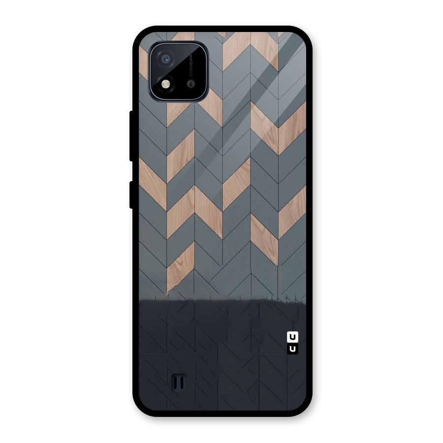 Greyish Wood Design Glass Back Case for Realme C11 2021