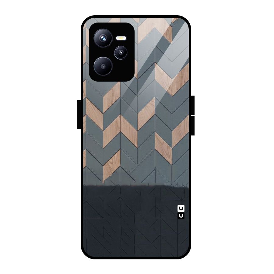 Greyish Wood Design Glass Back Case for Realme C35