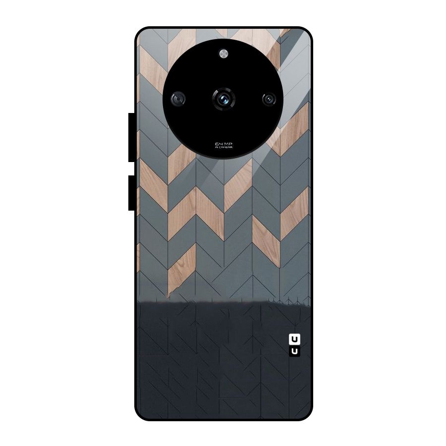 Greyish Wood Design Glass Back Case for Realme Narzo 60 5G