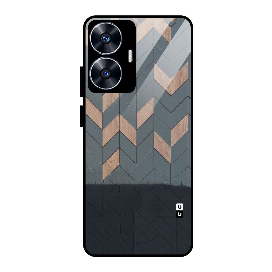 Greyish Wood Design Glass Back Case for Realme Narzo N55