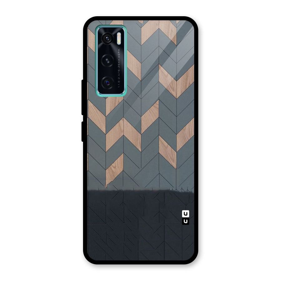 Greyish Wood Design Glass Back Case for Vivo V20 SE