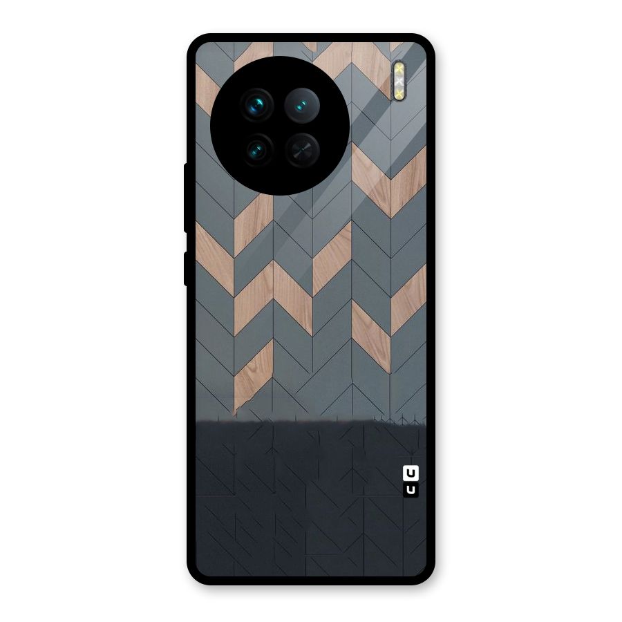 Greyish Wood Design Glass Back Case for Vivo X90