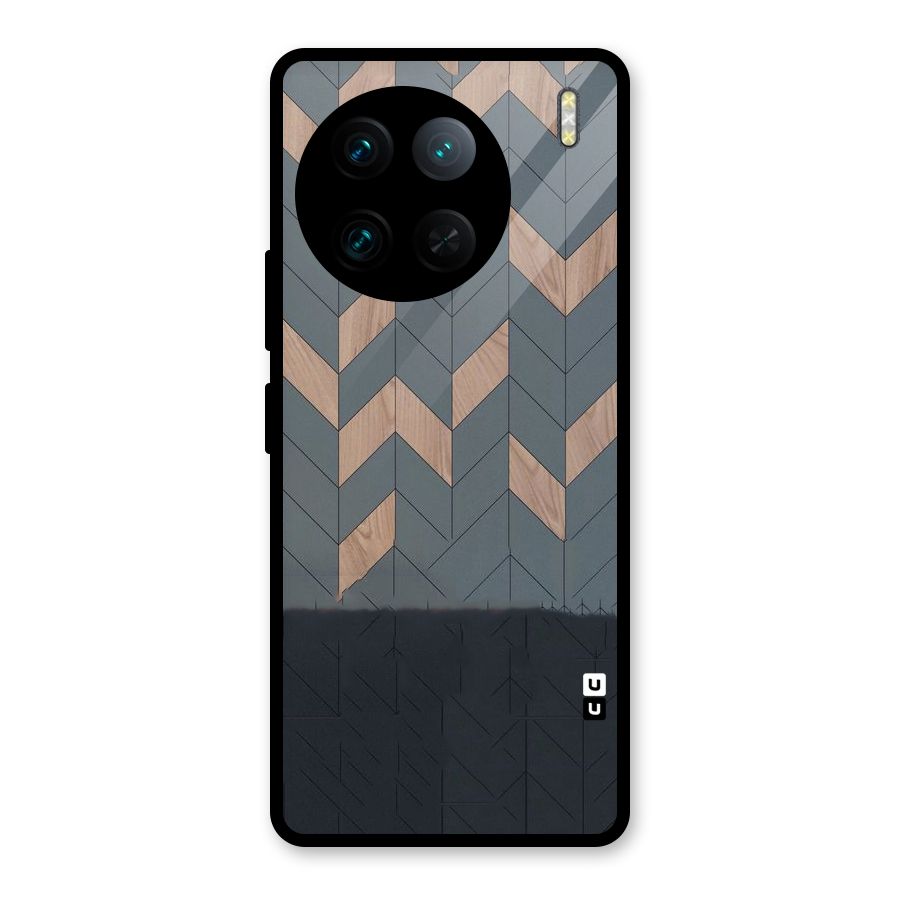 Greyish Wood Design Glass Back Case for Vivo X90 Pro