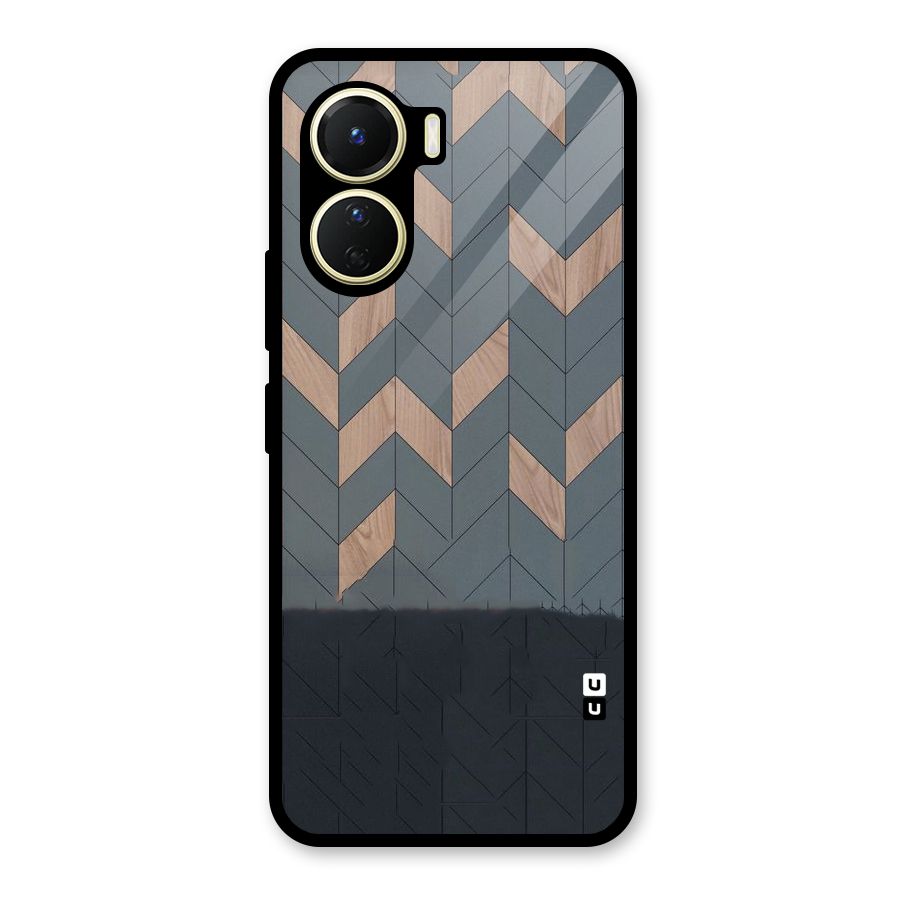 Greyish Wood Design Glass Back Case for Vivo Y16