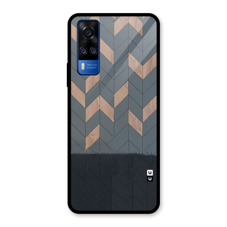 Greyish Wood Design Glass Back Case for Vivo Y31