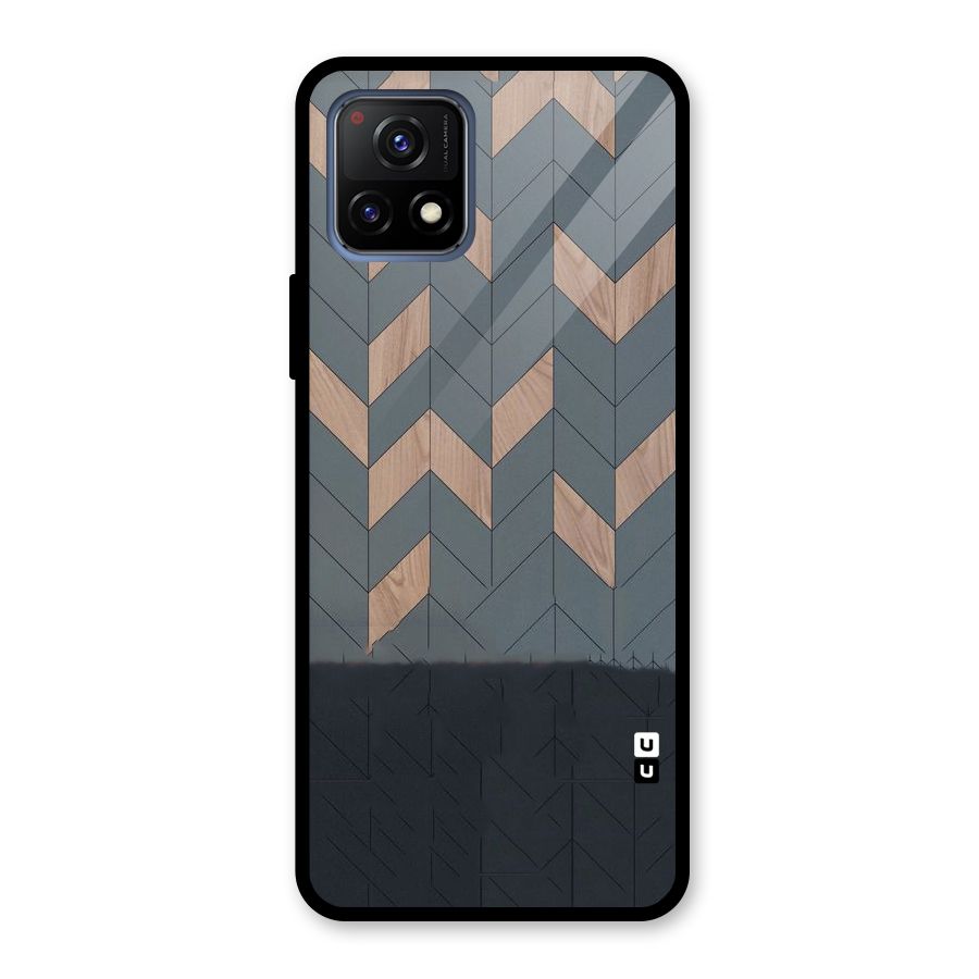Greyish Wood Design Glass Back Case for Vivo Y72 5G