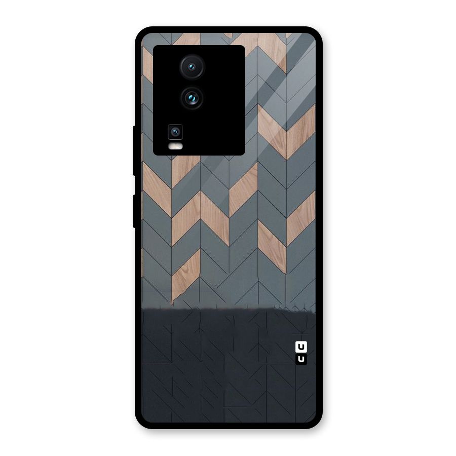 Greyish Wood Design Glass Back Case for Vivo iQOO Neo 7 Pro