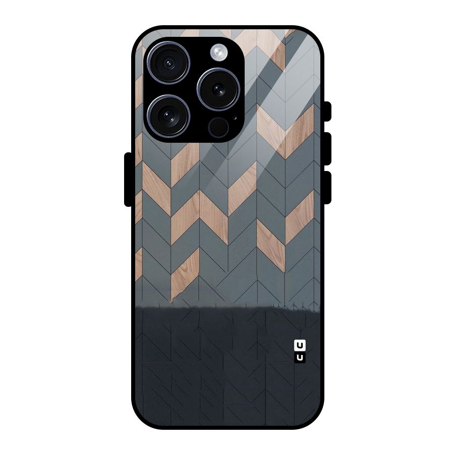 Greyish Wood Design Glass Back Case for iPhone 15 Pro