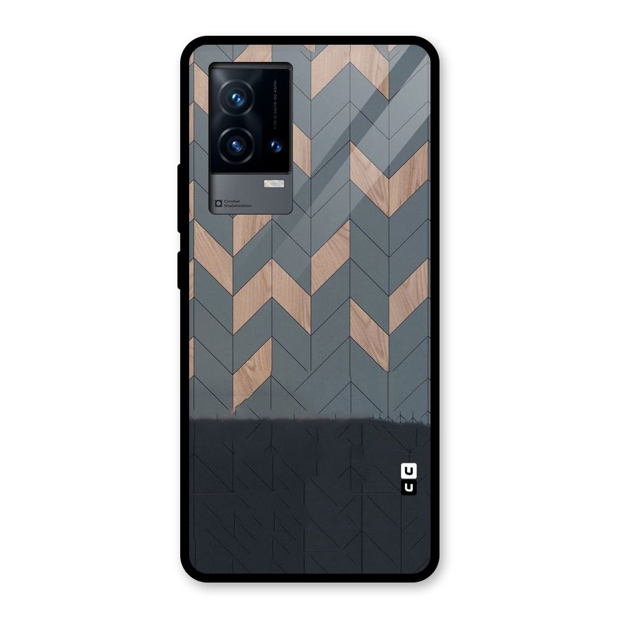 Greyish Wood Design Glass Back Case for iQOO 9 5G
