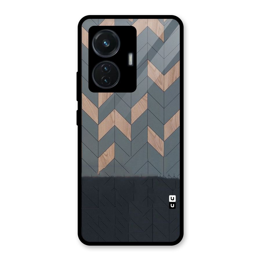 Greyish Wood Design Glass Back Case for iQOO Z6 44W