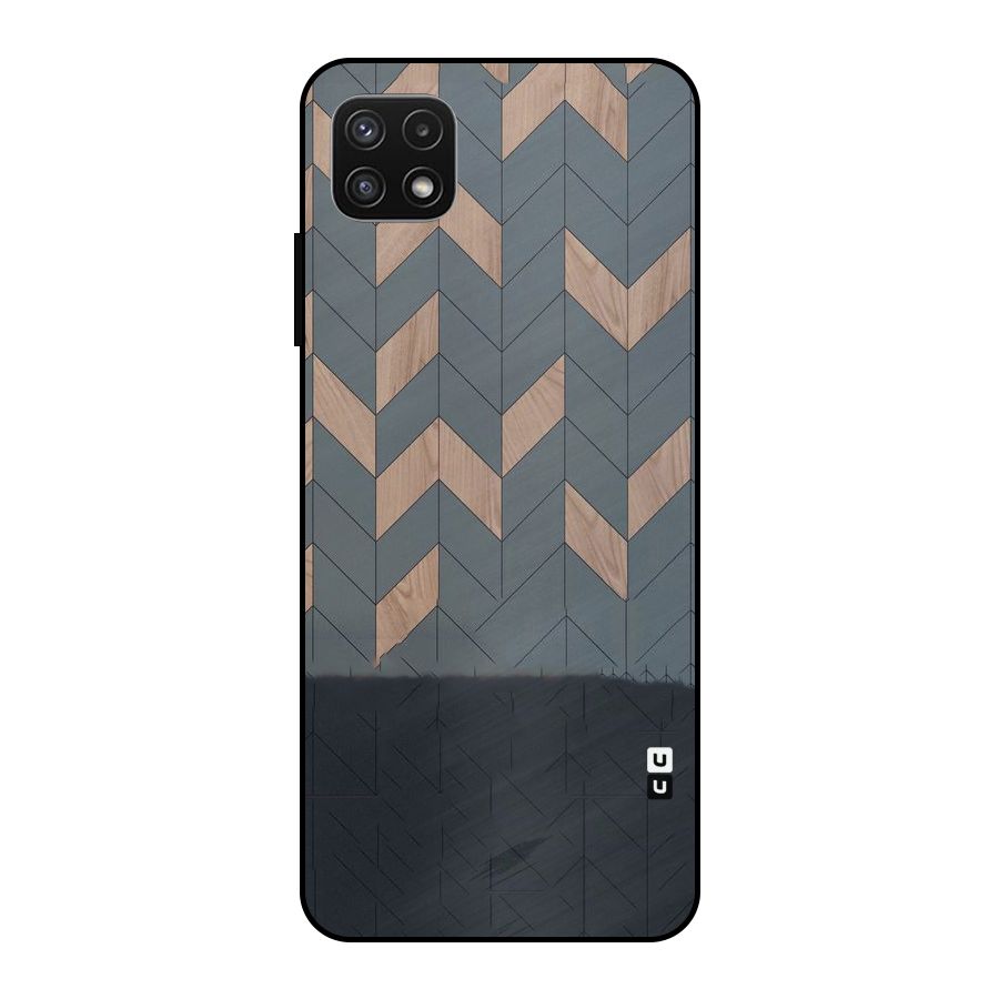 Greyish Wood Design Metal Back Case for Galaxy A22 5G