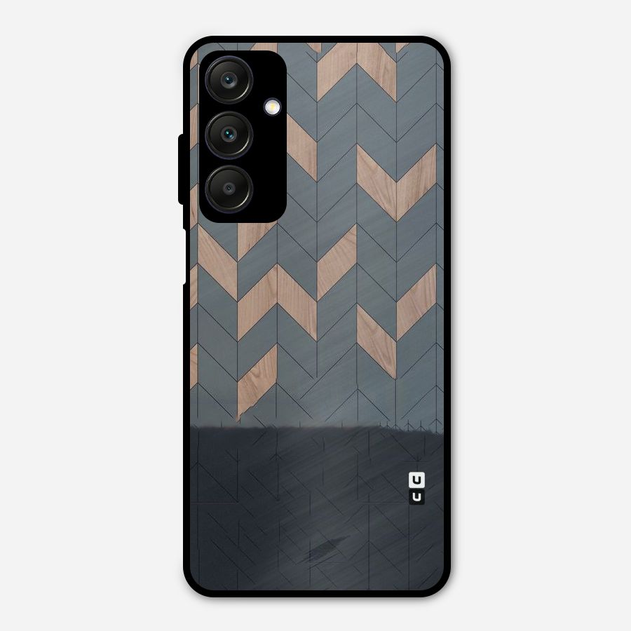 Greyish Wood Design Metal Back Case for Galaxy A25 5G