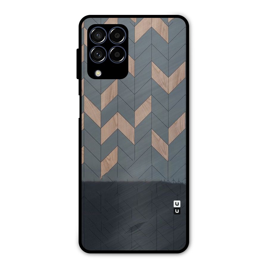 Greyish Wood Design Metal Back Case for Galaxy M53 5G